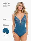 Shapewear Deep-V Neck  Alluring Plunge Lace Thong Bodysuit