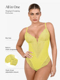 Shapewear Deep-V Neck  Alluring Plunge Lace Thong Bodysuit