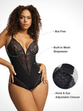 Shapewear Deep-V Neck  Alluring Plunge Lace Thong Bodysuit