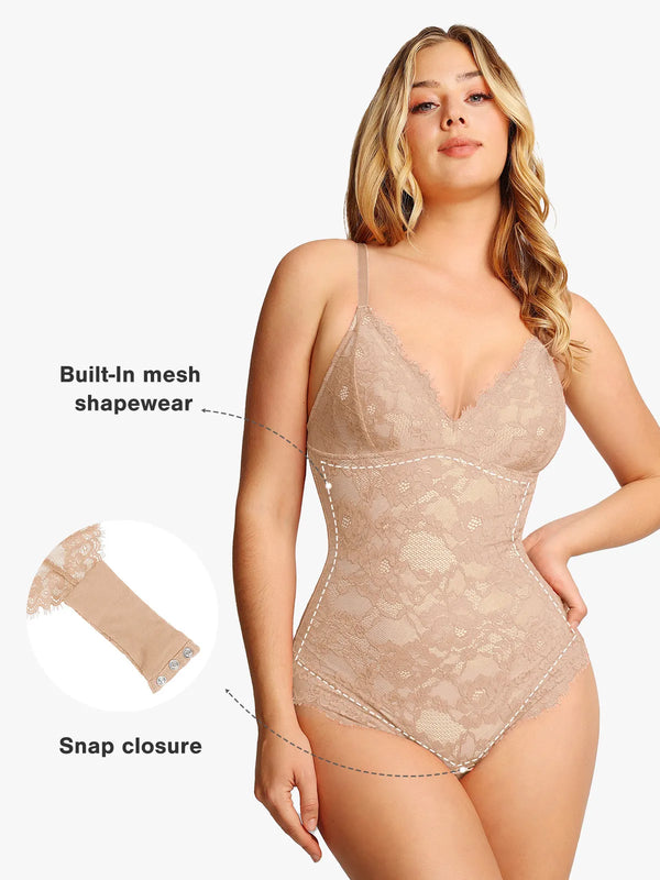 Lace Smooth Firm Control Thong Bodysuit