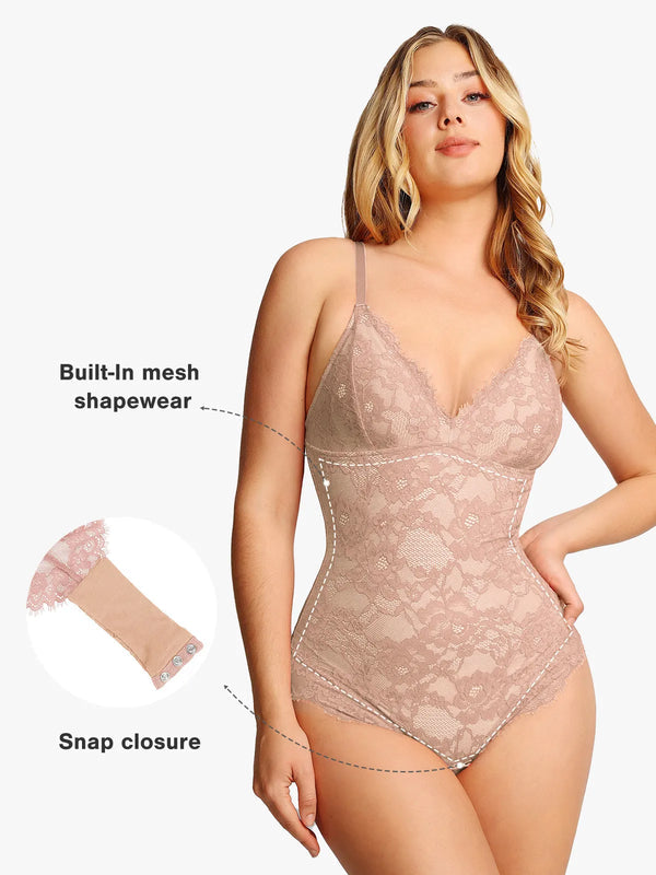 Lace Smooth Firm Control Thong Bodysuit