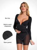 The Shapewear Dress Long Sleeve V-Neck Lace Midi