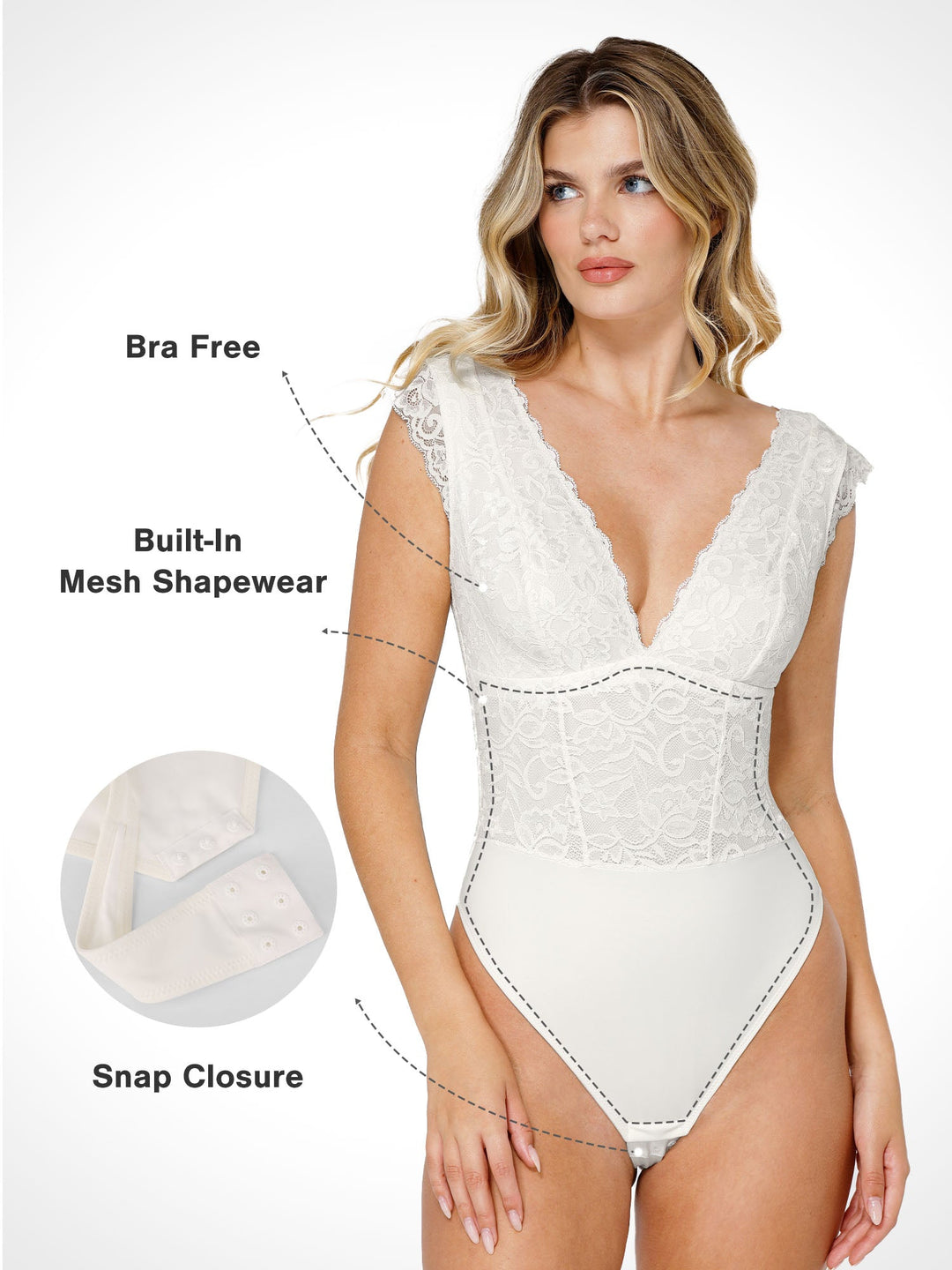 The Shapewear Bodysuit Sleeveless Lace V-Neck
