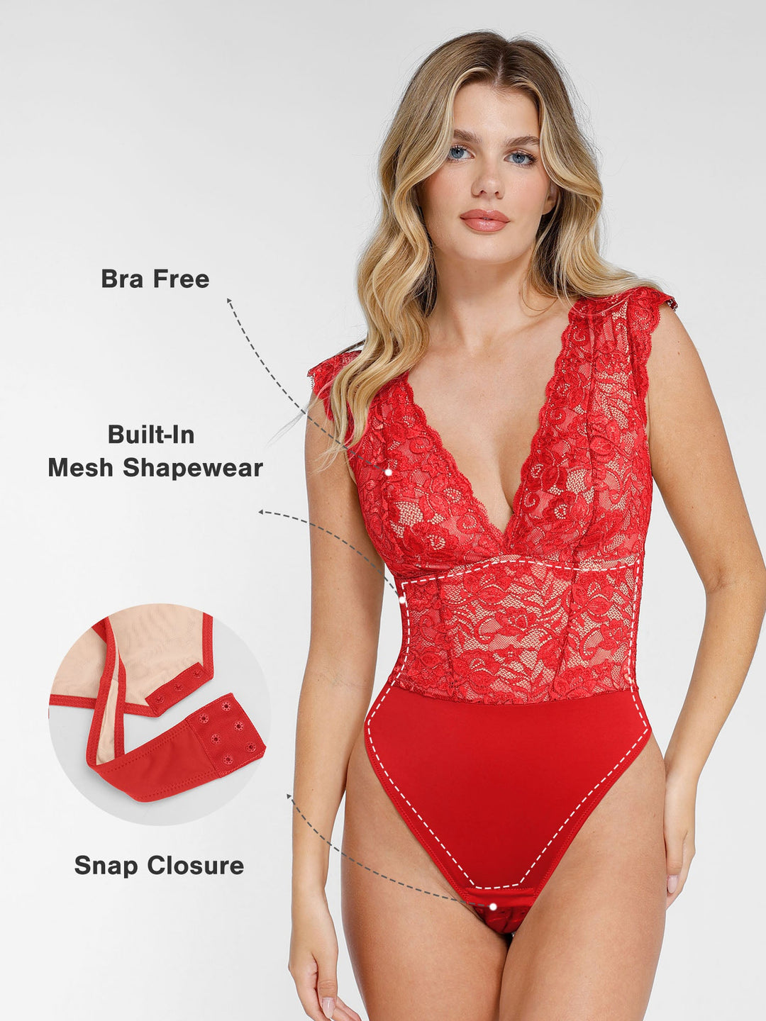 The Shapewear Bodysuit Sleeveless Lace V-Neck