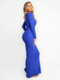 Built-In Shapewear Long Sleeve Maxi Lounge Dress