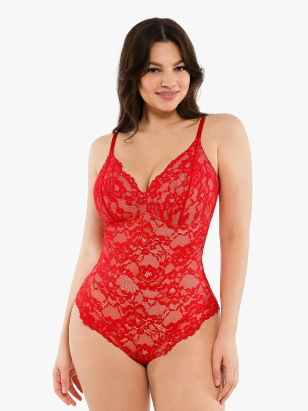 Lace Smooth Firm Control Thong Bodysuit