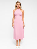 Popilush? Bodycon Summer Dress Low Back Built-In Shapewear Halter A-Line Sleeveless Midi Dress