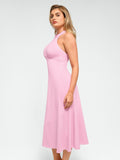 Popilush? Bodycon Summer Dress Low Back Built-In Shapewear Halter A-Line Sleeveless Midi Dress
