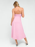 Popilush? Bodycon Summer Dress Low Back Built-In Shapewear Halter A-Line Sleeveless Midi Dress