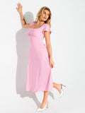 Popilush? Casual Daily Dress Built-In Shapewear A-Line Square Neck Midi Dress