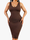 Seamless Deep V-neck Tummy Control Midi Dress