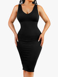 Seamless Deep V-neck Tummy Control Midi Dress