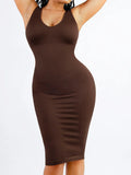 Seamless Deep V-neck Tummy Control Midi Dress