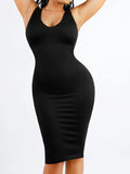 Seamless Deep V-neck Tummy Control Midi Dress