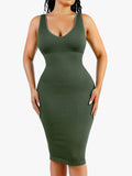 Seamless Deep V-neck Tummy Control Midi Dress