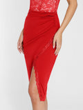 The Shapewear Skirt Lace Split Midi