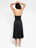 Popilush? Built-In Shapewear Halter A-Line Sleeveless Midi Dress