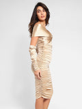 Popilush? Bodycon Summer Dress Club Party Built-In Shapewear Ruched Shine Midi Dress