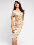 Popilush? Bodycon Summer Dress Club Party The Shapewear Dress Ruched Shine Midi