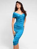 Popilush? Bodycon Summer Dress Club Party The Shapewear Dress Ruched Shine Midi