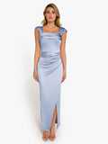 Shapewear Off Shoulder Shine Ruched Sculpting Maxi Dress