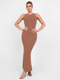Built-In Shapewear Crew Neck Sleeveless Maxi Lounge Dress
