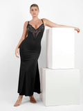 Built-In Shapewear Lace Slip Split Maxi Dress