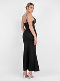 Built-In Shapewear Lace Slip Split Maxi Dress