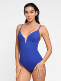 Popilush? Tummy Control Slimming Swimwear Blue / XS Deep V-Neck One-Piece Shapewear Low-Back Swimsuit
