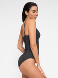 Popilush? Tummy Control Slimming Swimwear Deep V-Neck One-Piece Shapewear Low-Back Swimsuit