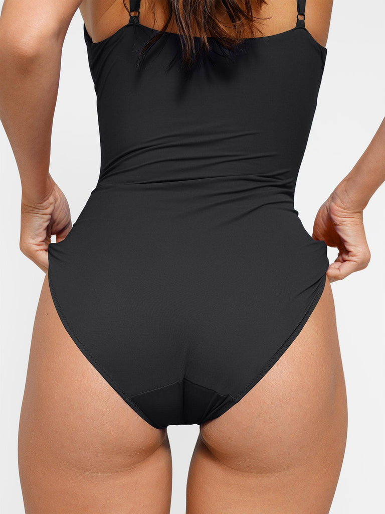 Popilush? Tummy Control Slimming Swimwear Deep V-Neck One-Piece Shapewear Low-Back Swimsuit