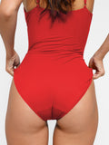 Popilush? Tummy Control Slimming Swimwear Deep V-Neck One-Piece Shapewear Low-Back Swimsuit
