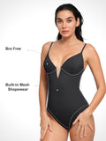Popilush? Tummy Control Slimming Swimwear Deep V-Neck One-Piece Shapewear Low-Back Swimsuit