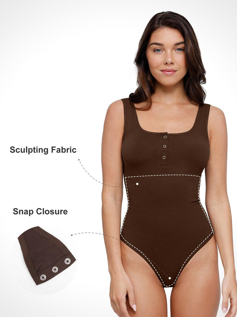 Popilush? Comfy Tops Body Shaper Tank Seamless Modal Shapewear Square Neck Bodysuit