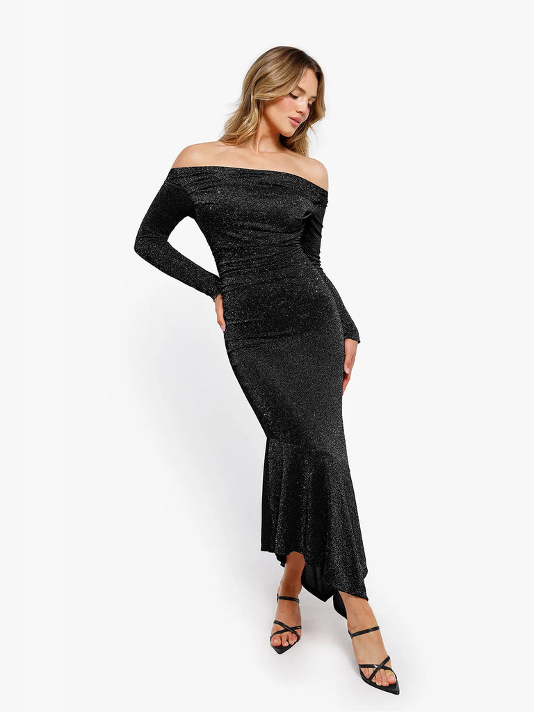 new-arrivals-shapewear-metallic-knit-long-sleeve-slim-mermaid-maxi-dress-35126850289840.webp