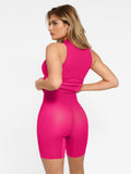 Popilush? Faux Leather Bodycon Party Summer Dress Built-In Shapewear Leather Mock Neck Midi Dress