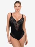 Shapewear Deep-V Neck  Alluring Plunge Lace Thong Bodysuit
