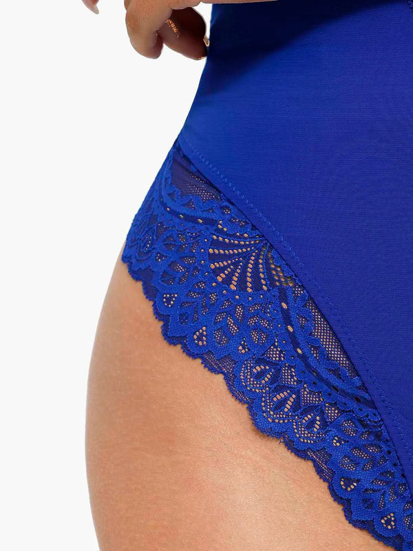 Shapewear Deep-V Neck  Alluring Plunge Lace Thong Bodysuit