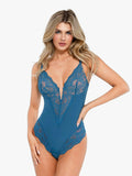Shapewear Deep-V Neck  Alluring Plunge Lace Thong Bodysuit