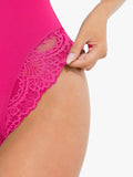 Shapewear Deep-V Neck  Alluring Plunge Lace Thong Bodysuit