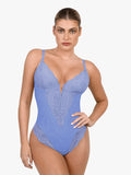 Shapewear Deep-V Neck  Alluring Plunge Lace Thong Bodysuit