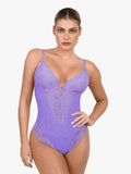 Shapewear Deep-V Neck  Alluring Plunge Lace Thong Bodysuit