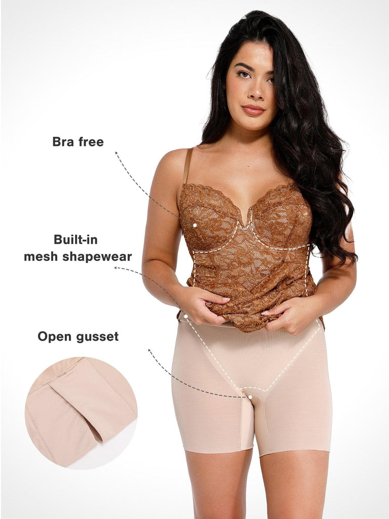 Popilush? Formal Bodycon Party Summer Cocktail Gown The Lace Shapewear Dress Corset Style Midi