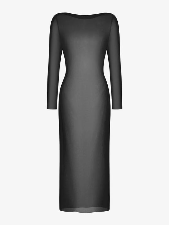 Popilush? Outerwear Black / S The Popilush Long Sleeve Sheer Mesh Maxi Cover-Up