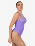 Shapewear Deep-V Neck  Alluring Plunge Lace Thong Bodysuit