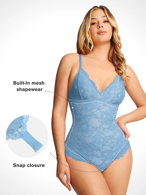 Lace Smooth Firm Control Thong Bodysuit