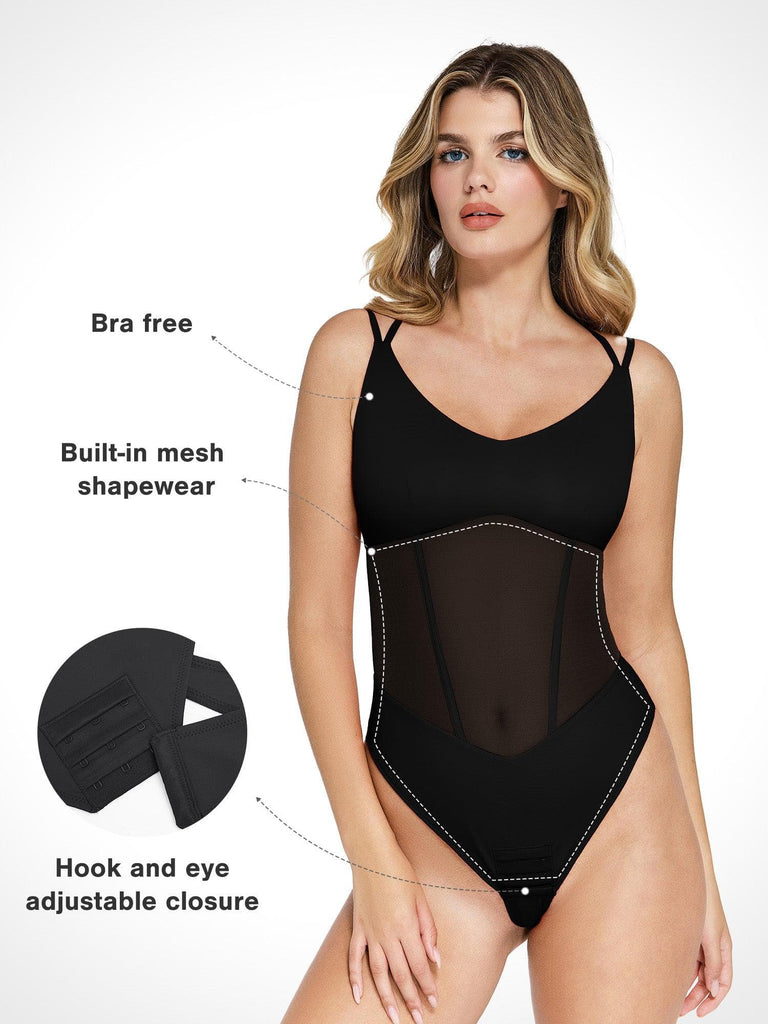 Popilush? Sexy Tops Body Shaper Tank The Shapewear Bodysuit with Mesh Detail