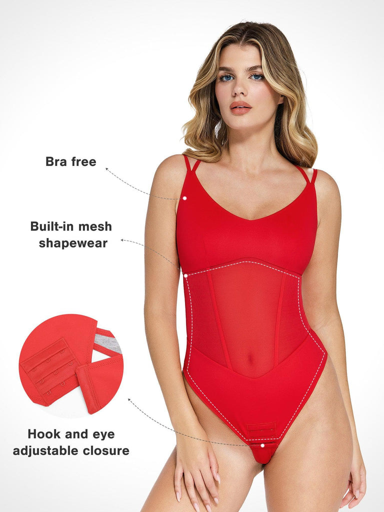 Popilush? Sexy Tops Body Shaper Tank The Shapewear Bodysuit with Mesh Detail