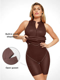 The Shapewear Dress Leather Mock Neck Midi