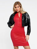 The Shapewear Dress Leather Mock Neck Midi